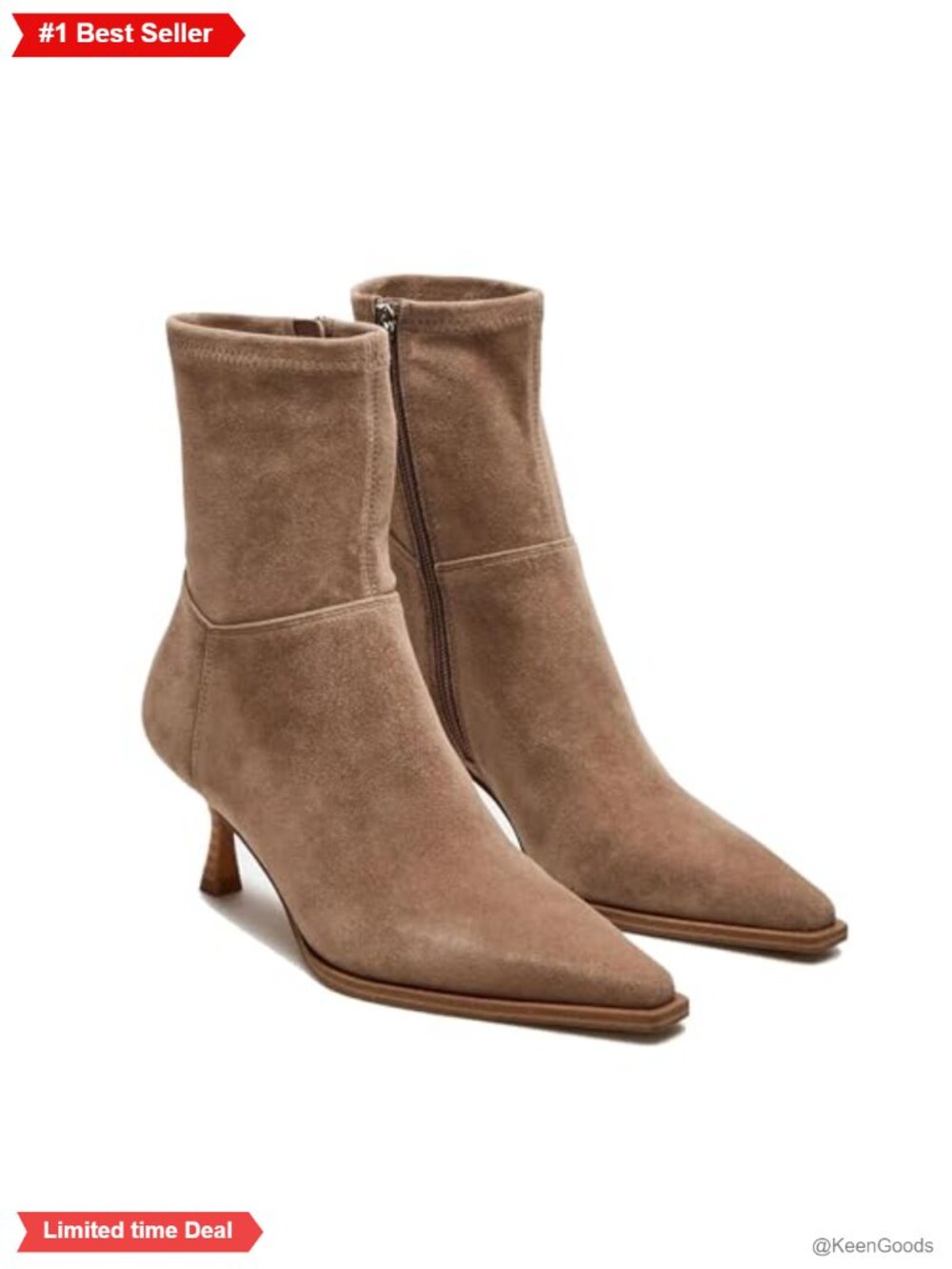 Womens Faux Leather Kitten Heel Ankle Boots Pointed Toe Zip Booties